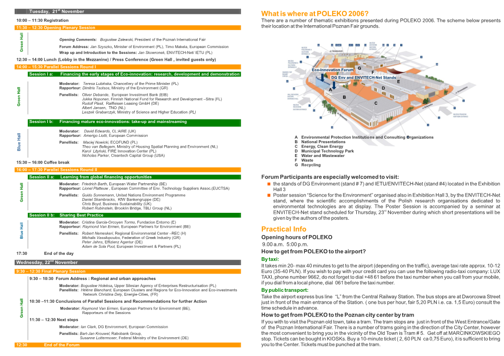 What Is Where at POLEKO 2006? Practical Info