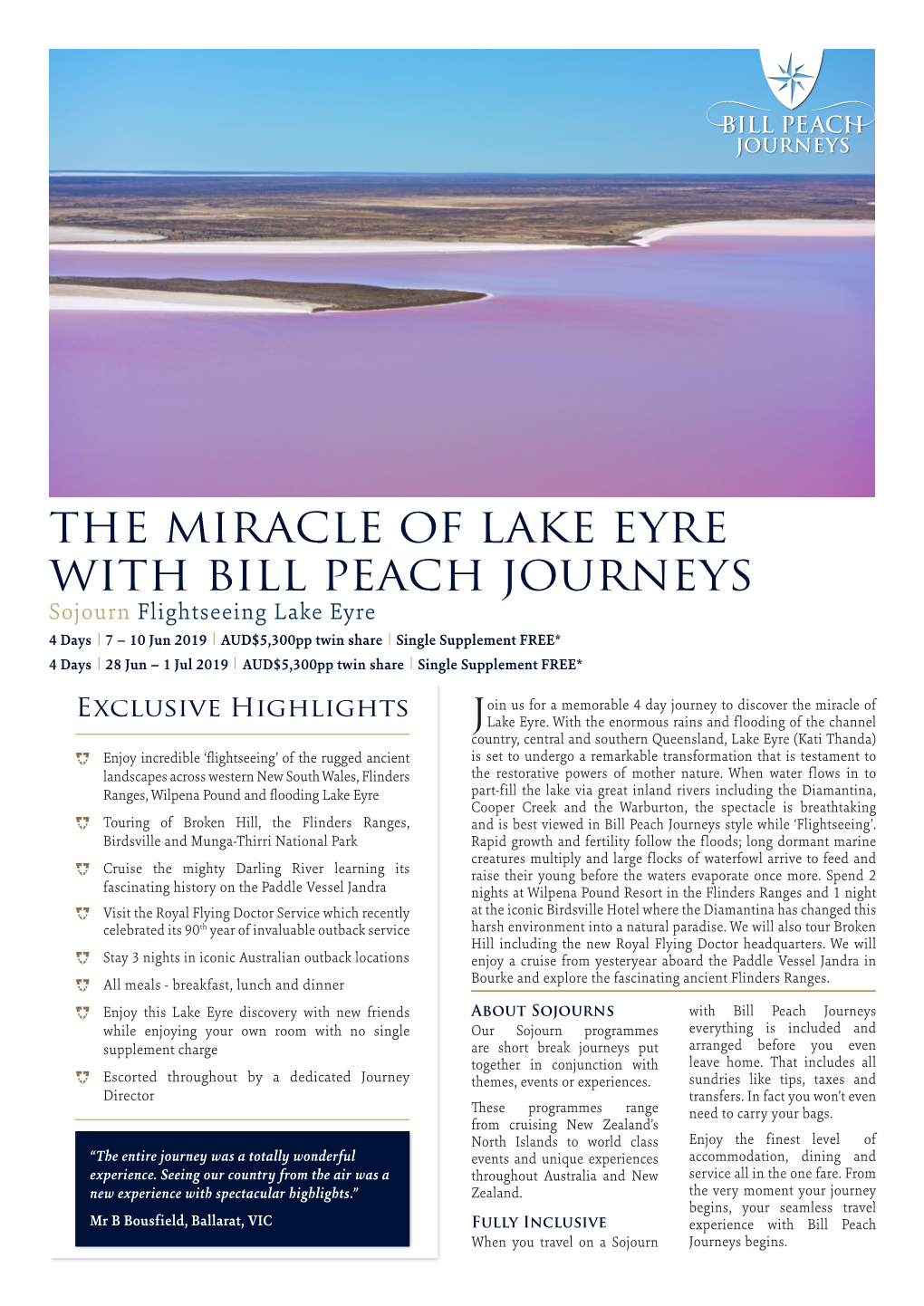 The Miracle of Lake Eyre with Bill Peach Journeys