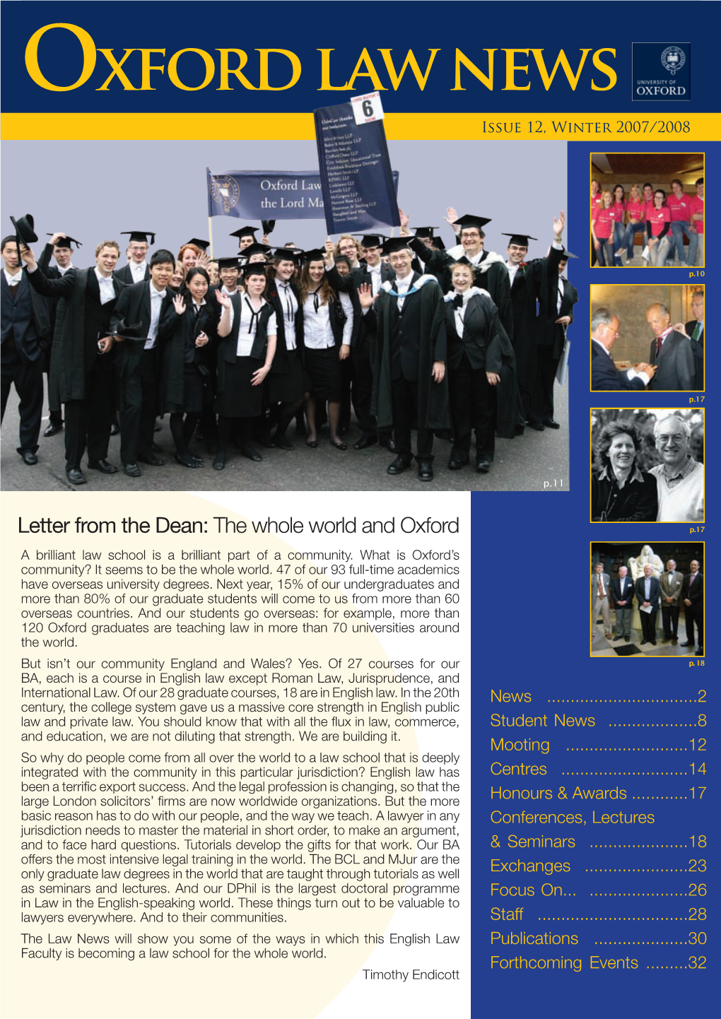 Oxford Law News Issue 12, Winter 2007/2008 S