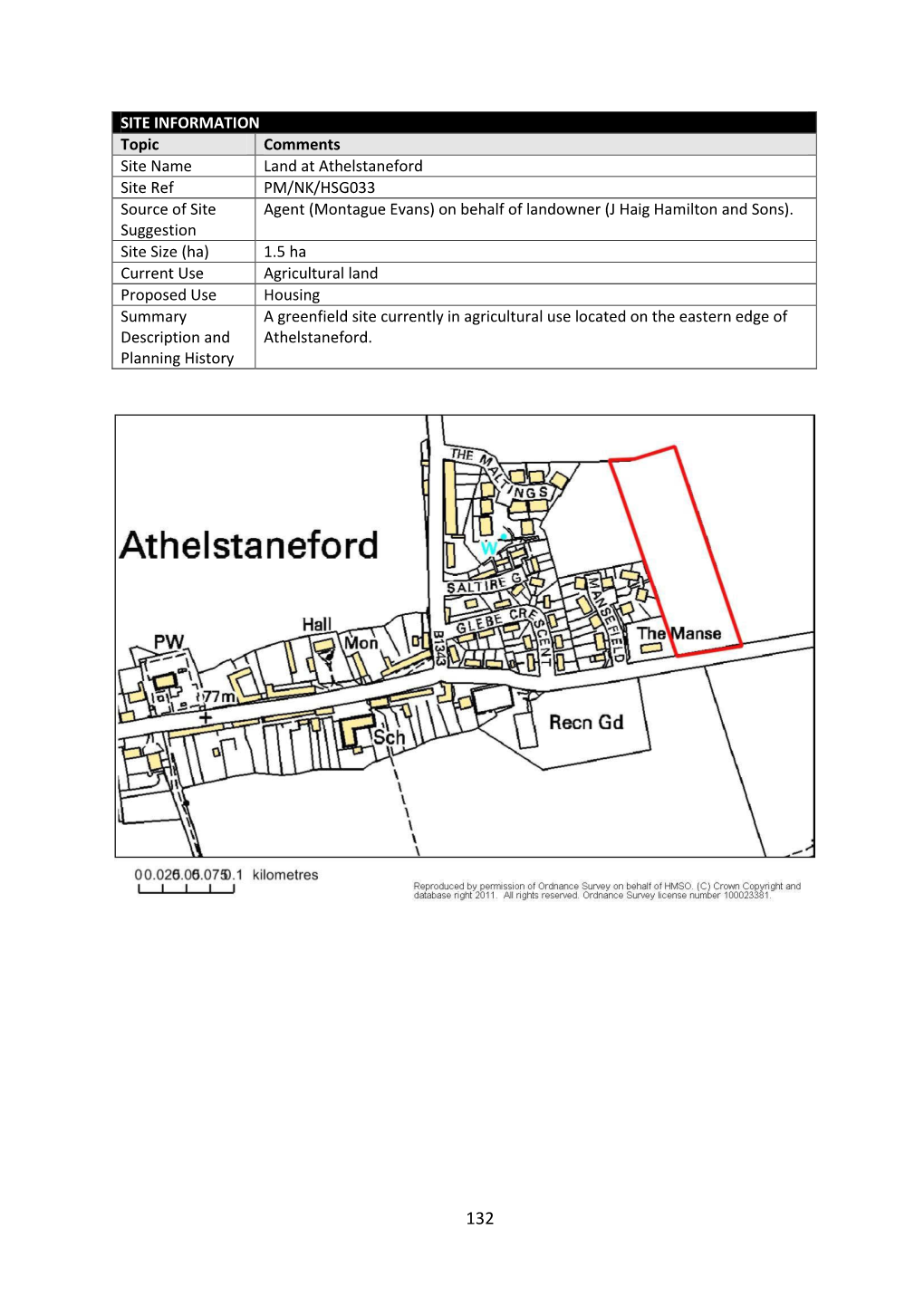 SITE INFORMATION Topic Comments Site Name Land at Athelstaneford