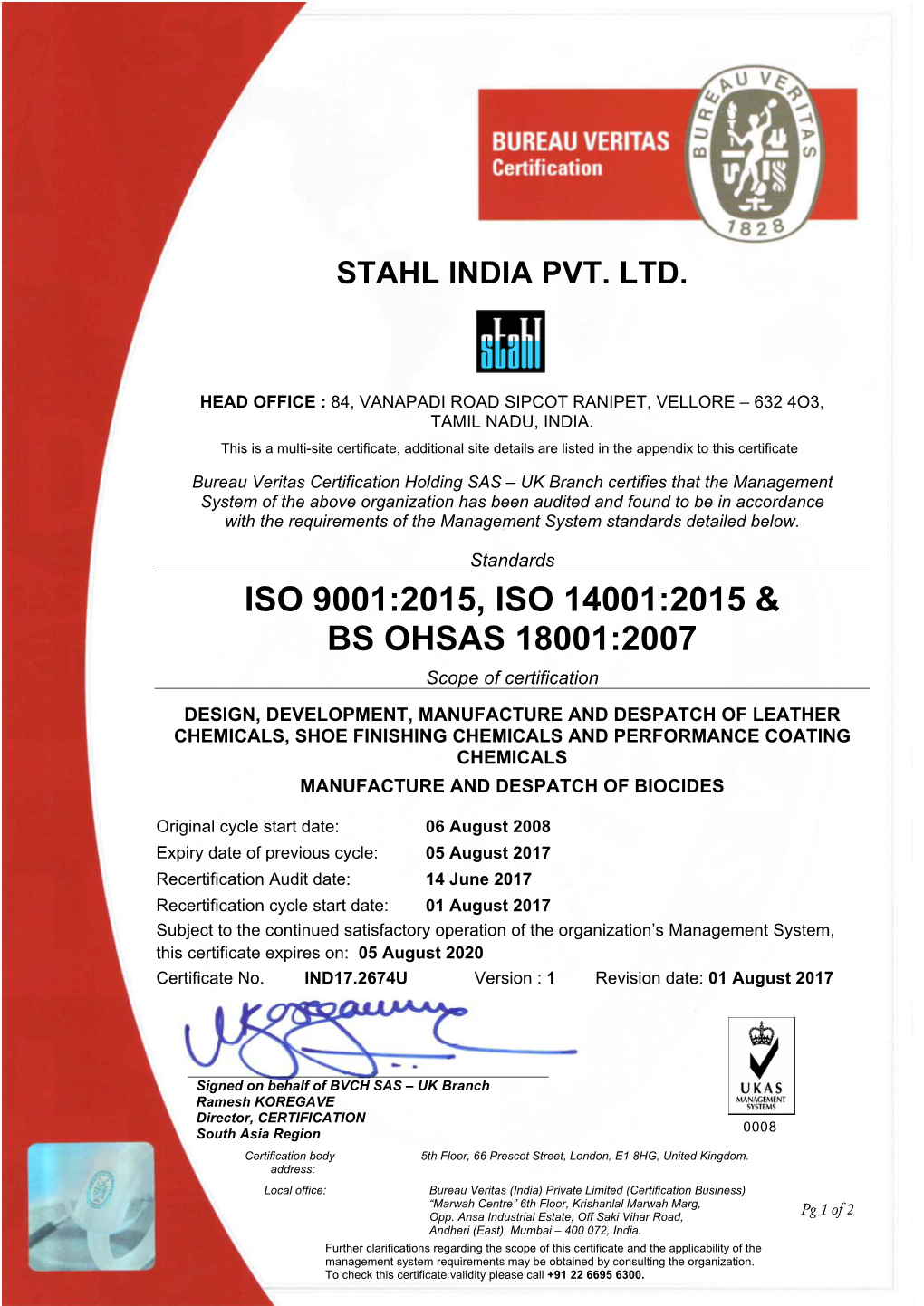 Iso 9001:2015, Iso 14001:2015 & Bs Ohsas 18001:2007