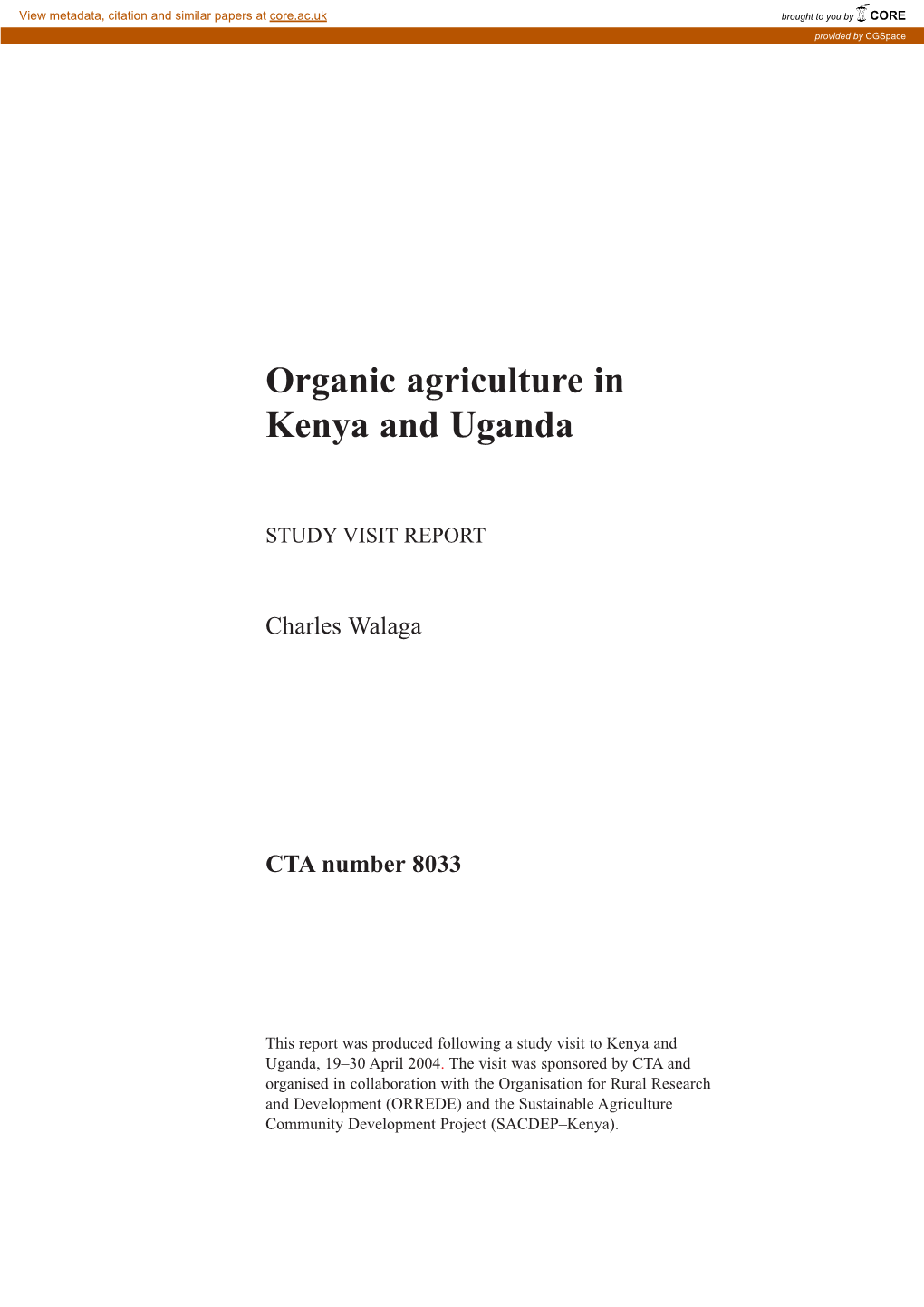 Organic Agriculture in Kenya and Uganda