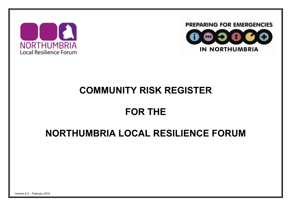 Community Risk Register for the Northumbria Local