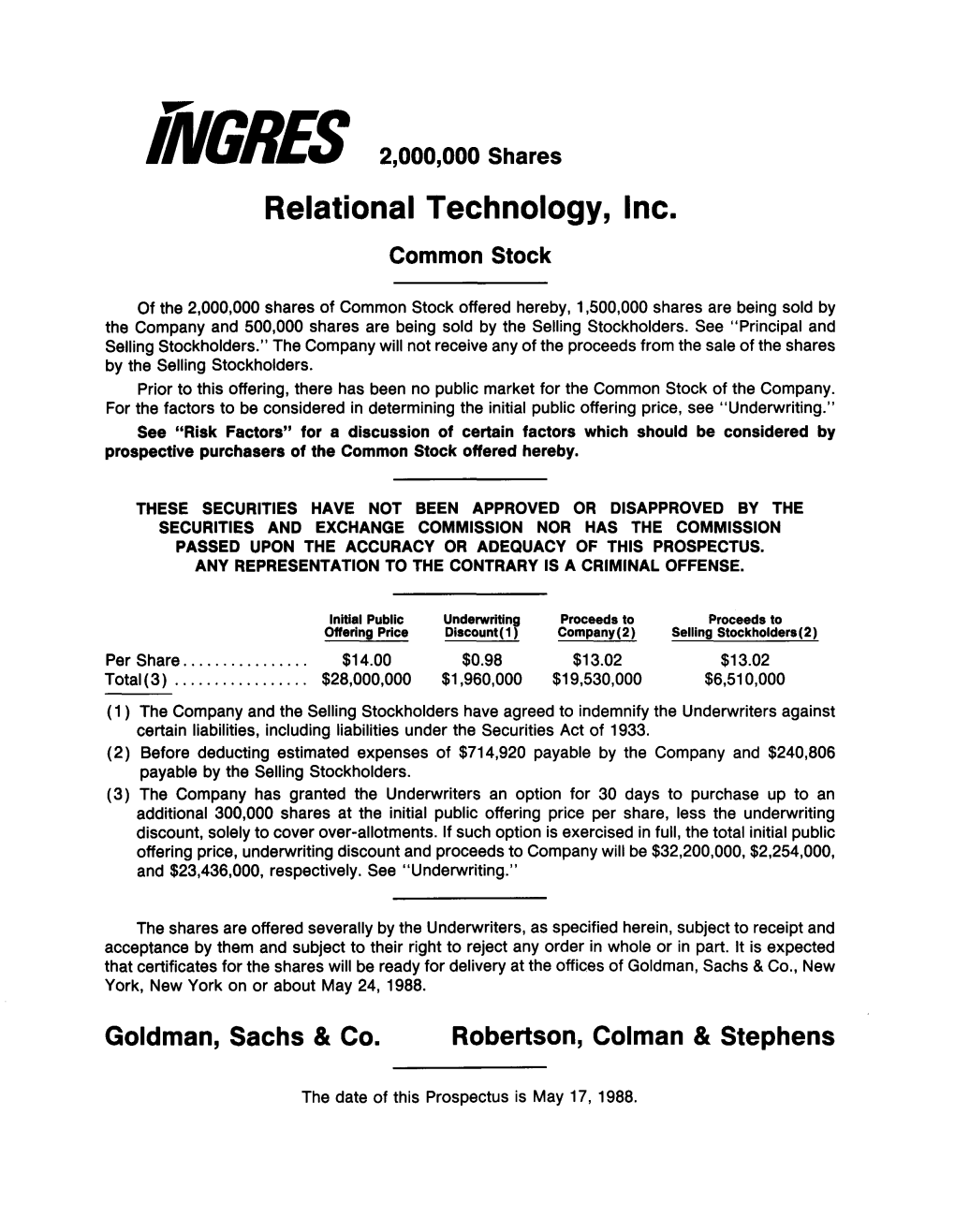 Relational Technology, Inc. Common Stock