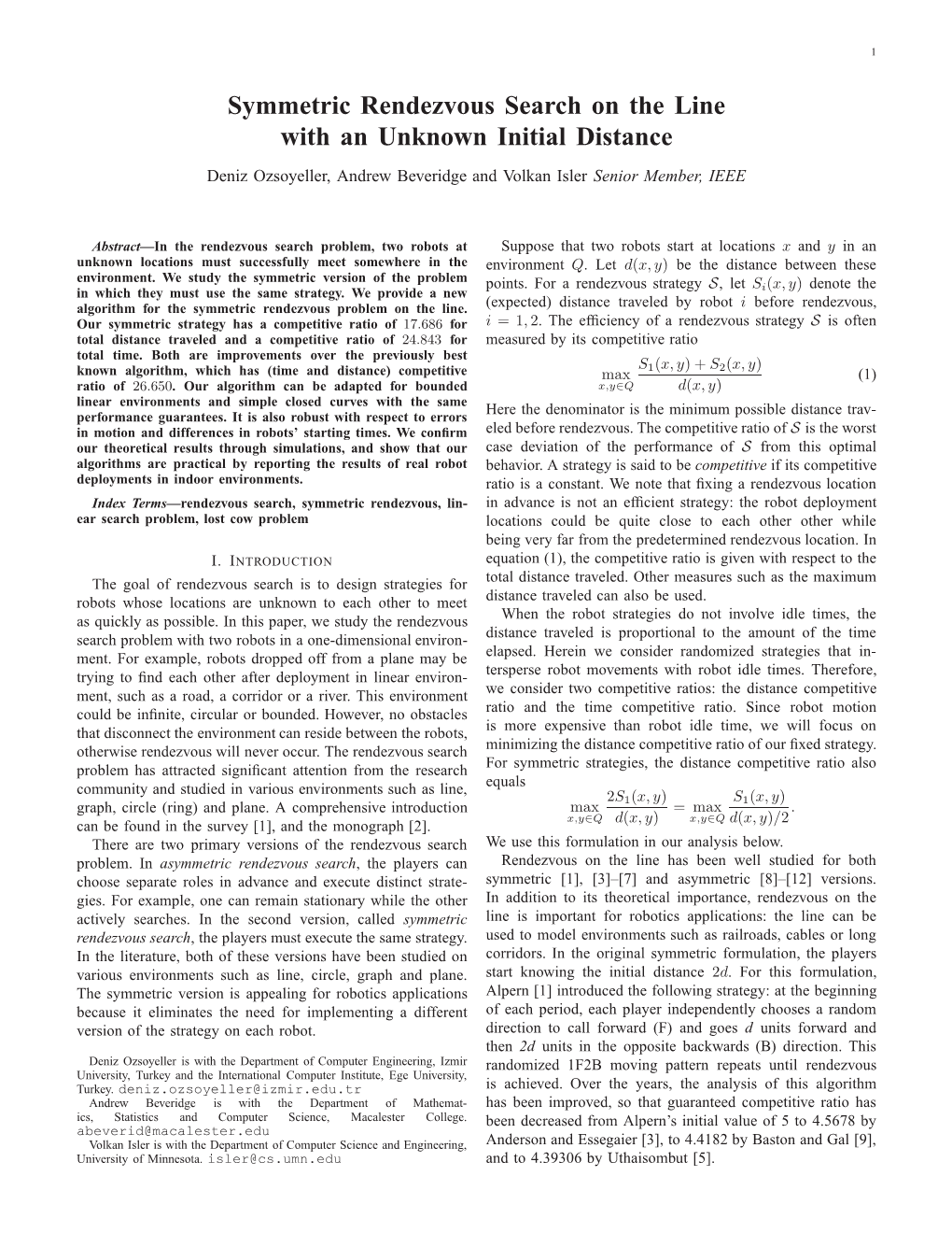 Symmetric Rendezvous Search on the Line with an Unknown Initial Distance