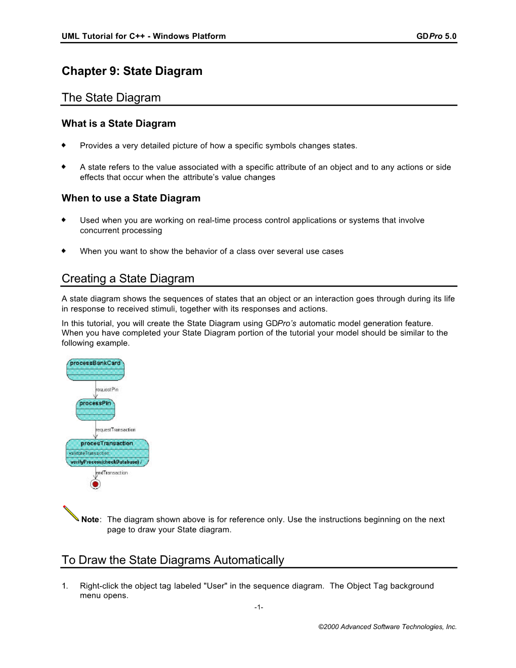 Chapter 9: State Diagram the State Diagram Creating a State Diagram to Draw the State Diagrams Automatically