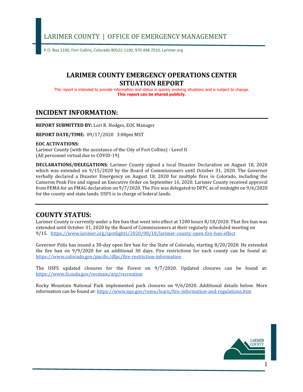 Larimer County Emergency Operation Center