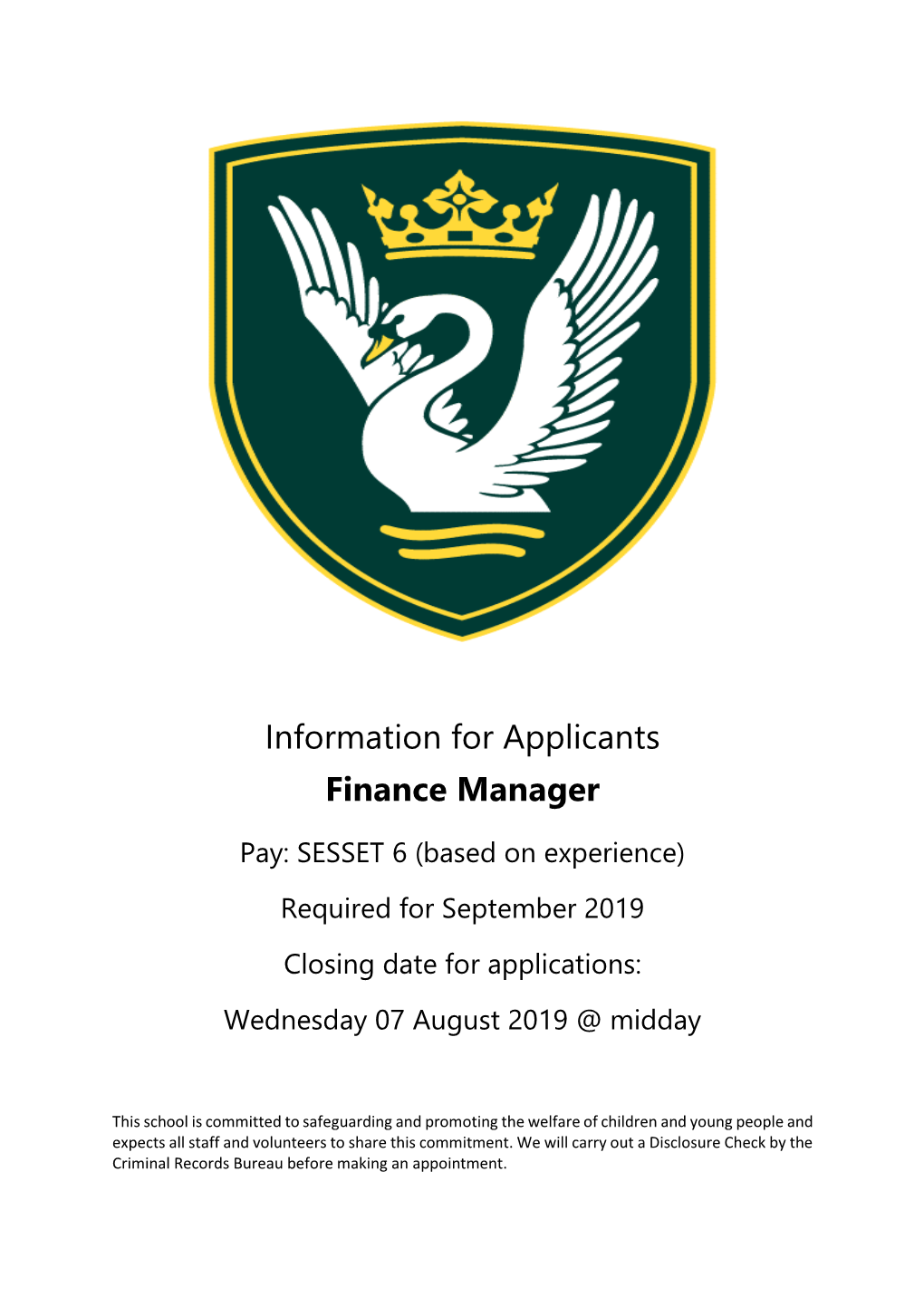 Information for Applicants Finance Manager