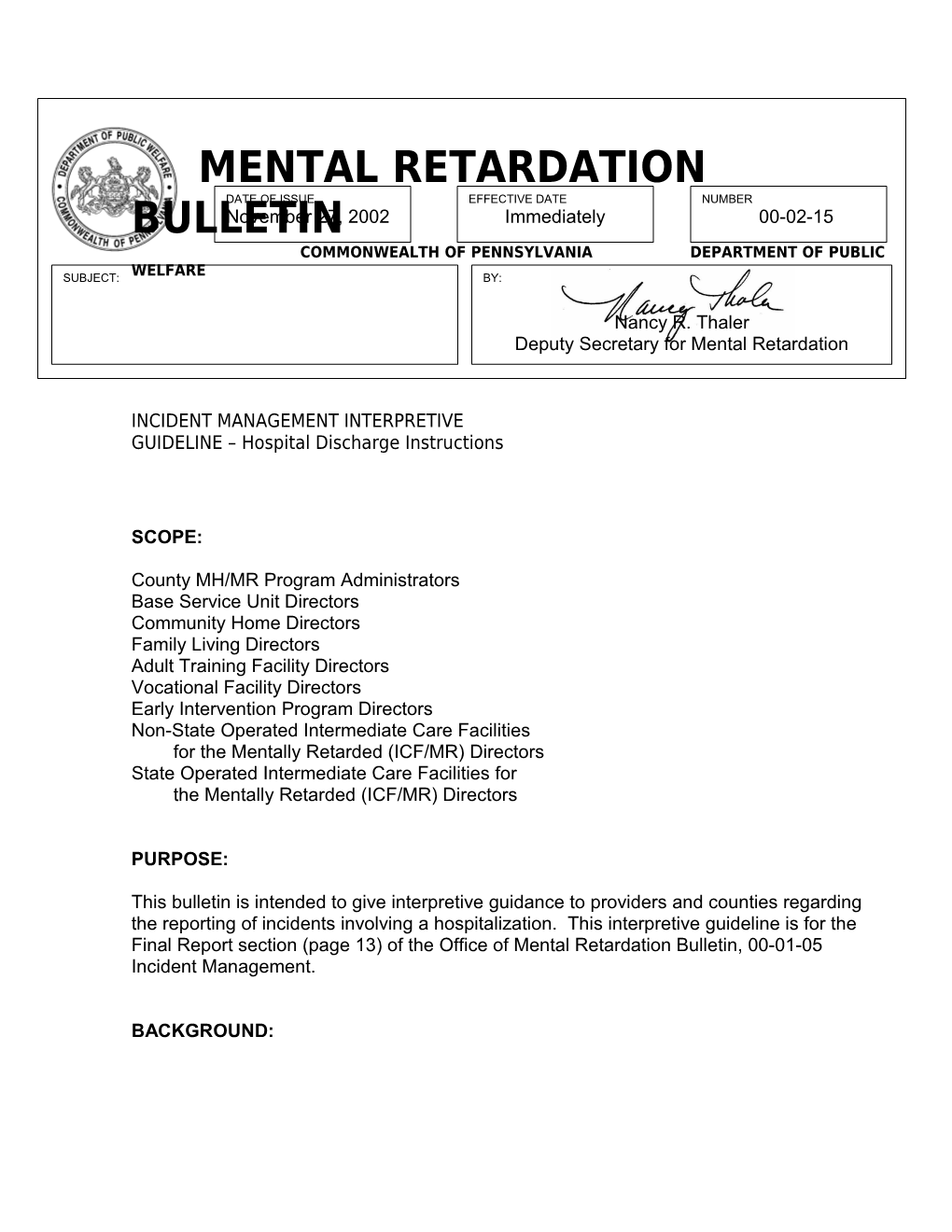 Mental Retardation Bulletin