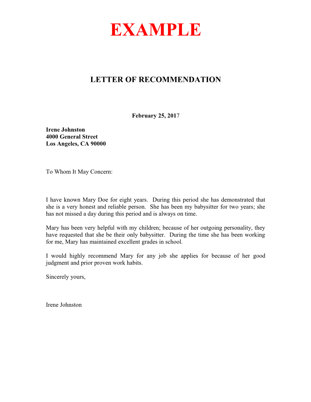 Letter of Recommendation s3