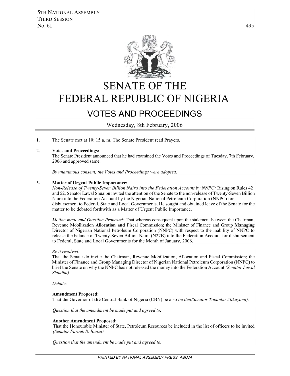 Senate of the Federal Republic of Nigeria