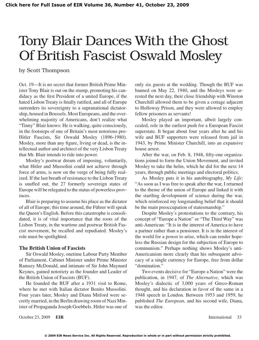 Tony Blair Dances with the Ghost of British Fascist Oswald Mosley by Scott Thompson