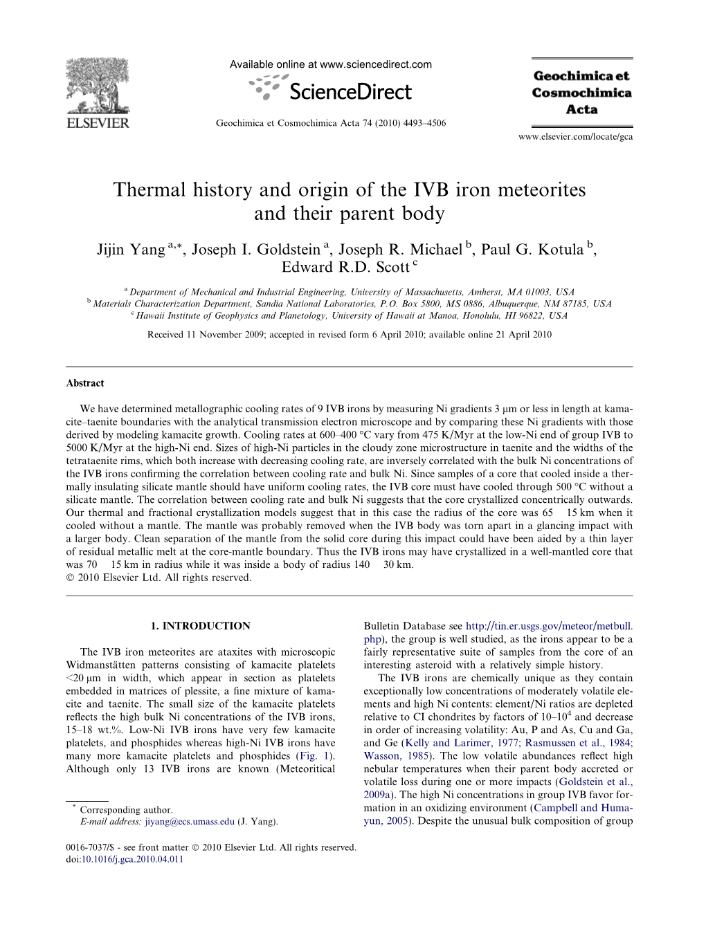 Thermal History and Origin of the IVB Iron Meteorites and Their Parent Body