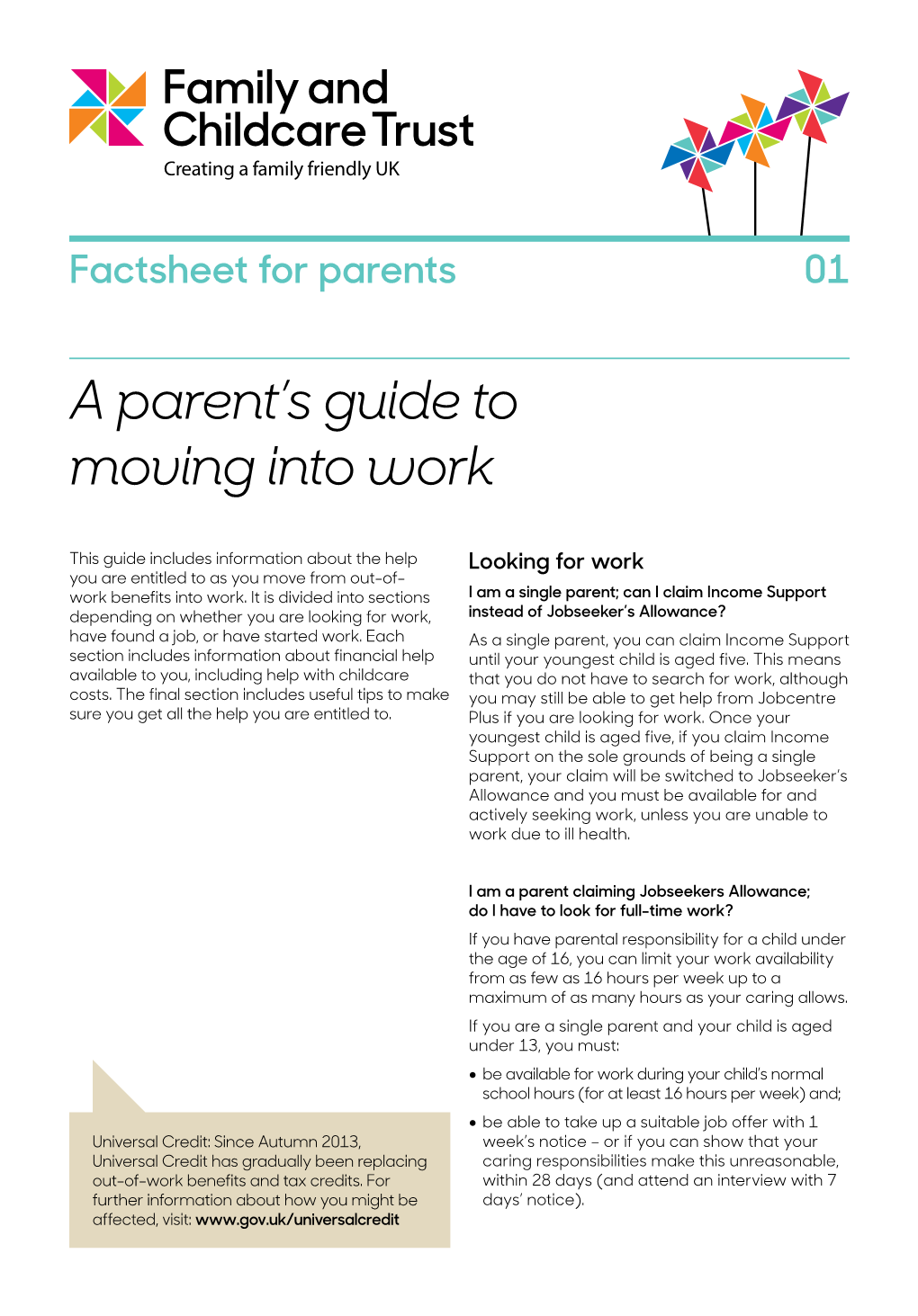 A Parent's Guide to Moving Into Work