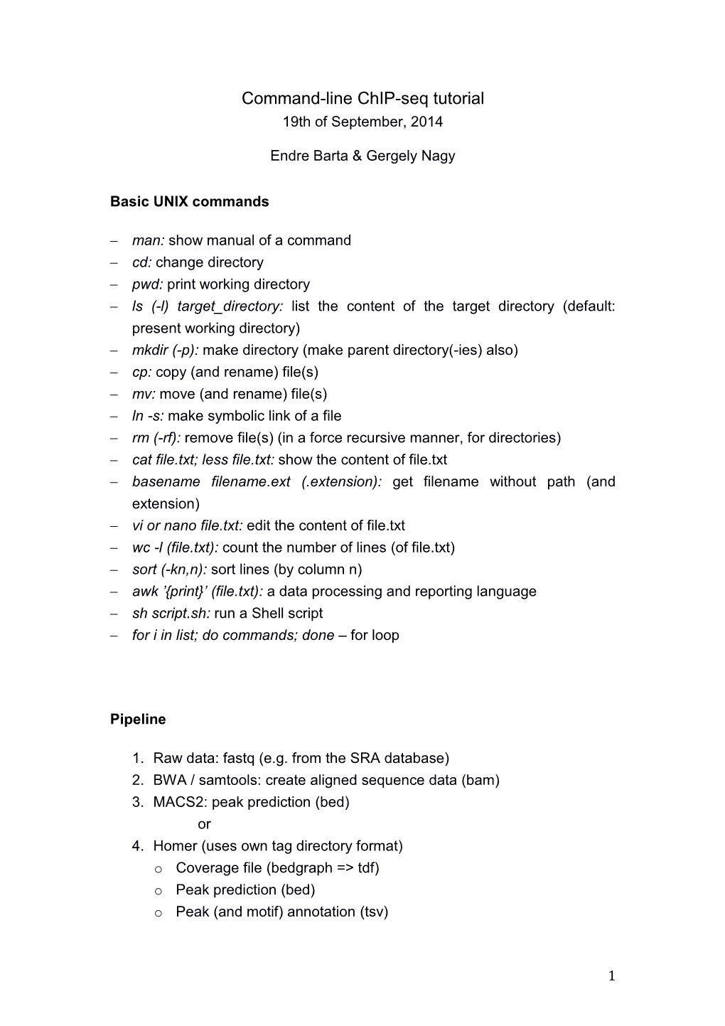 Command-Line Chip-Seq Tutorial 19Th of September, 2014