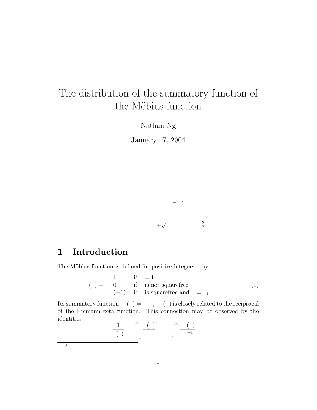 The Distribution of the Summatory Function of the Möbius Function