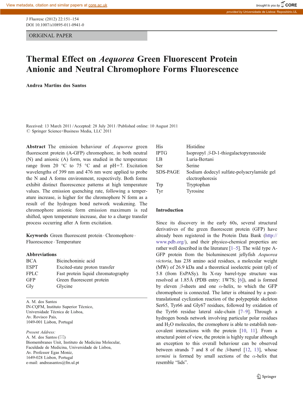 Thermal Effect on Aequorea Green Fluorescent Protein Anionic and Neutral Chromophore Forms Fluorescence