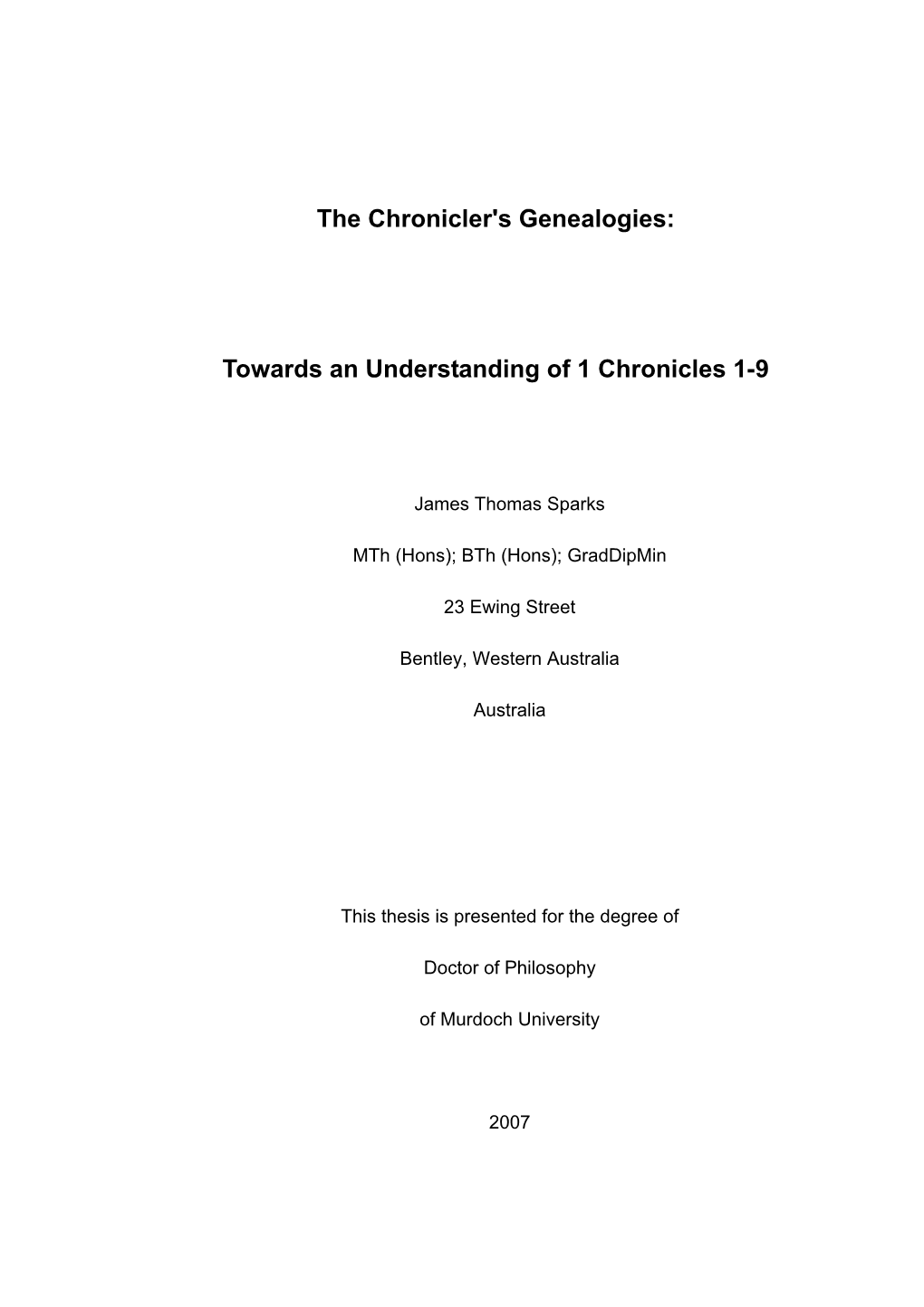 The Chronicler's Genealogies