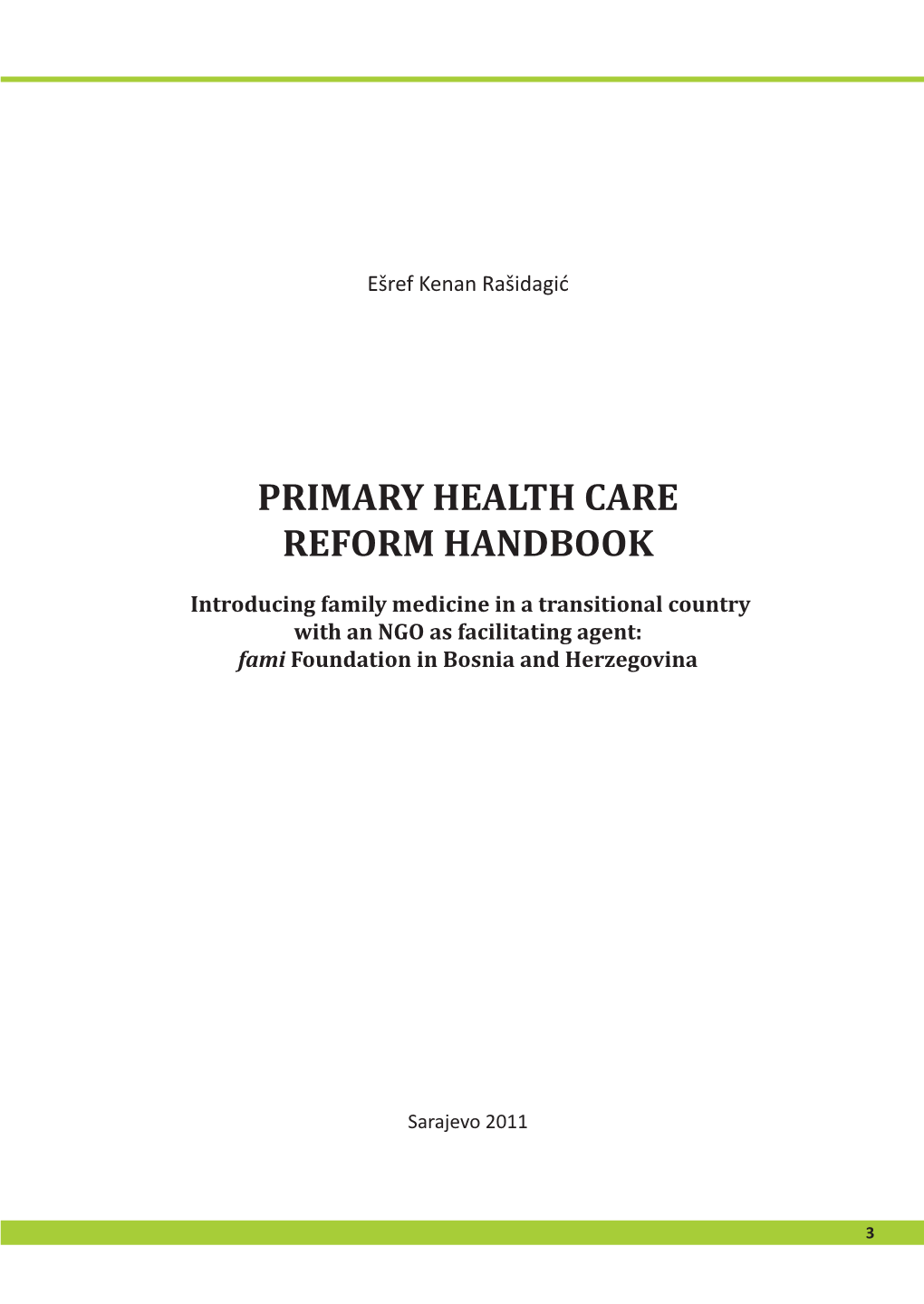 Primary Health Care Reform Handbook