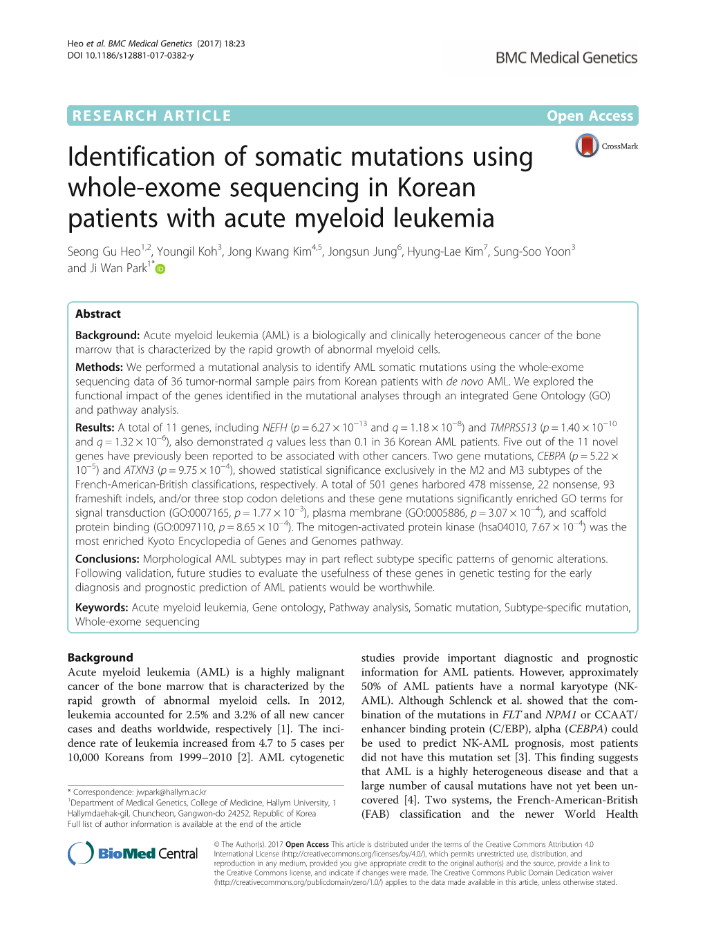 Identification of Somatic Mutations Using Whole-Exome Sequencing In