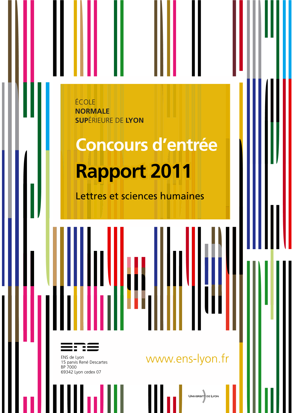 Concours D'entrée - Rapport 2011 P.1