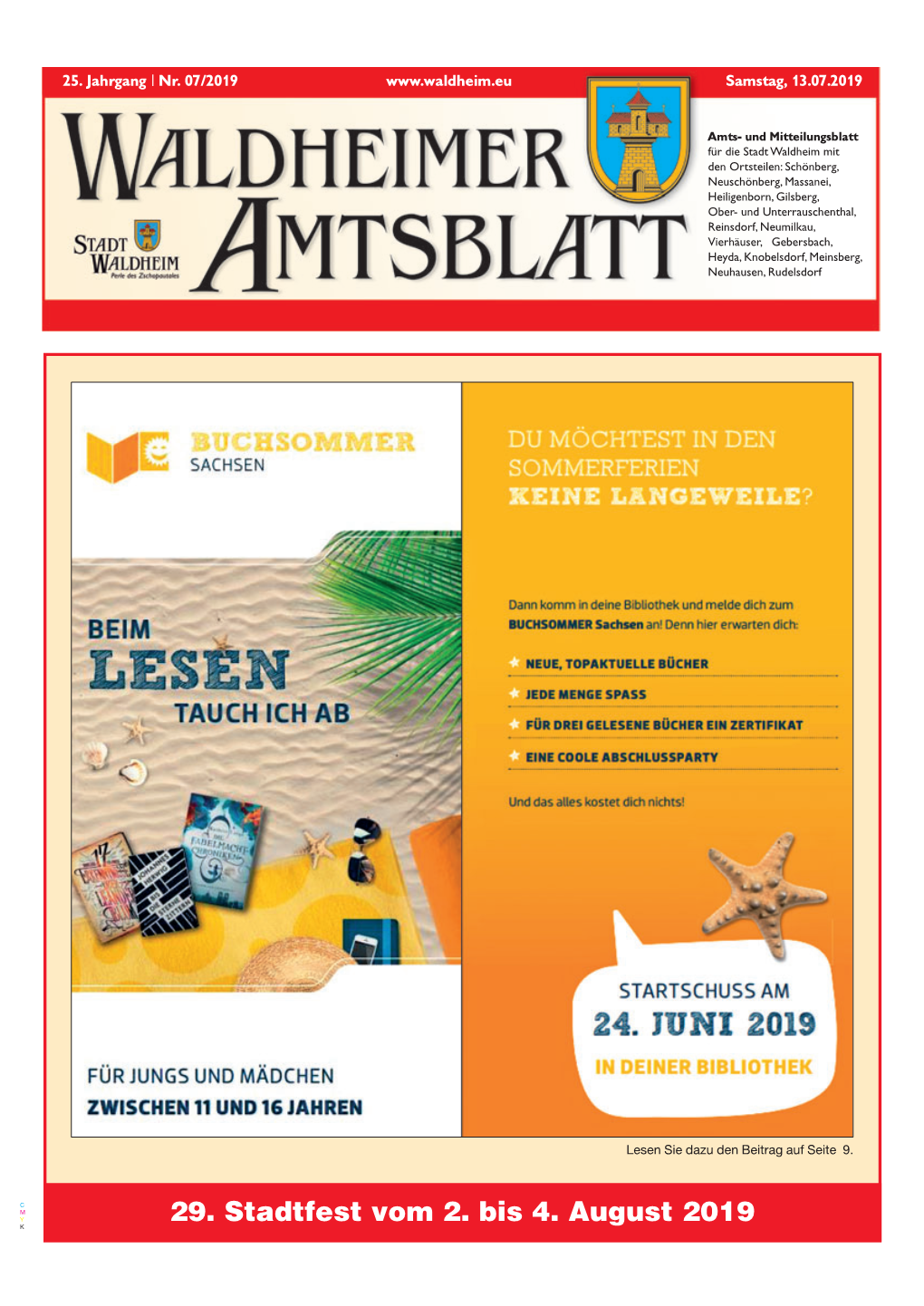 29. Stadtfest Vom 2. Bis 4. August 2019 K 2 Waldheimer Amtsblatt 13