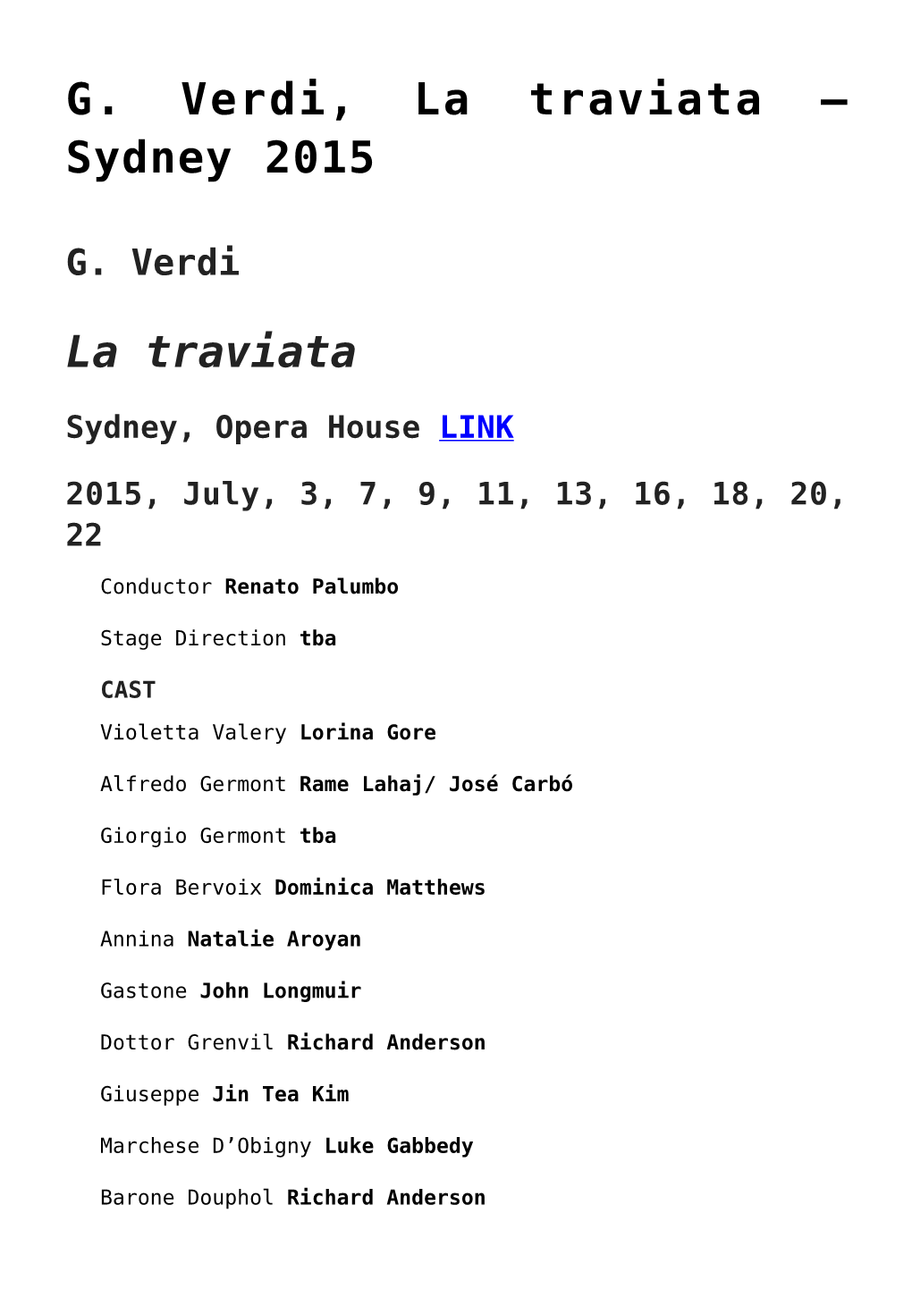 G. Verdi, La Traviata –