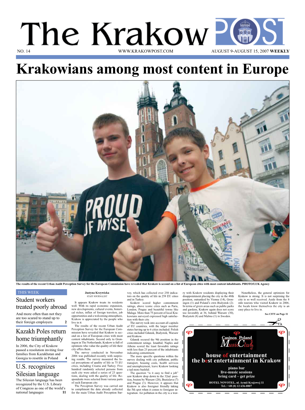 Krakowians Among Most Content in Europe