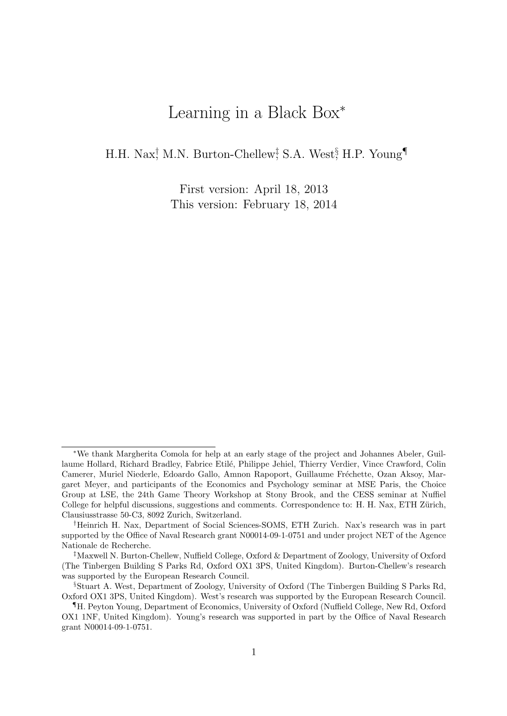 Learning in a Black Box∗