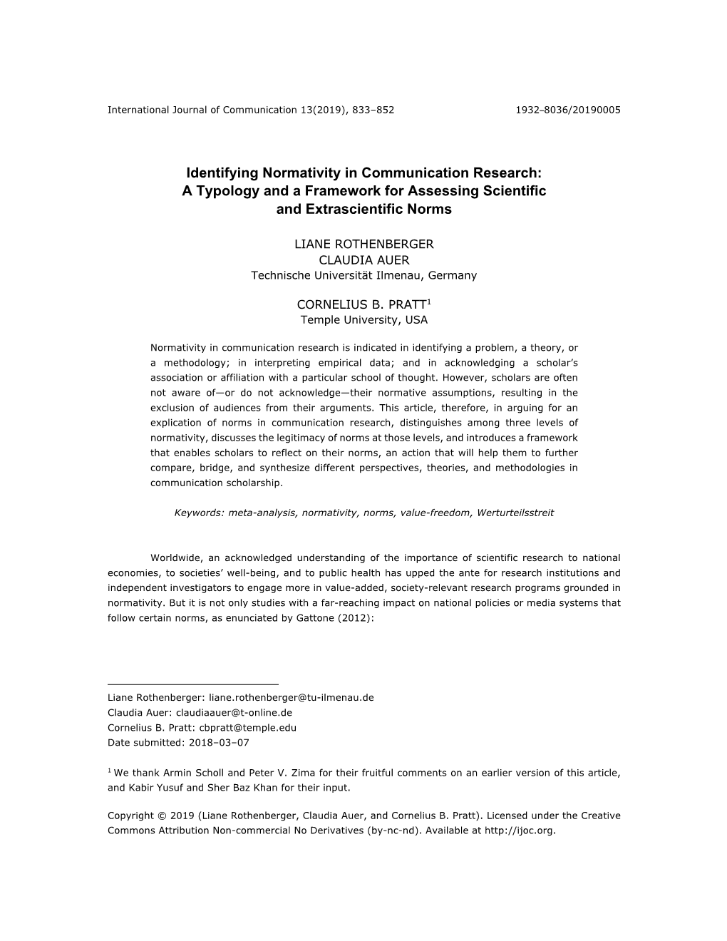 Identifying Normativity in Communication Research: a Typology and a Framework for Assessing Scientific and Extrascientific Norms