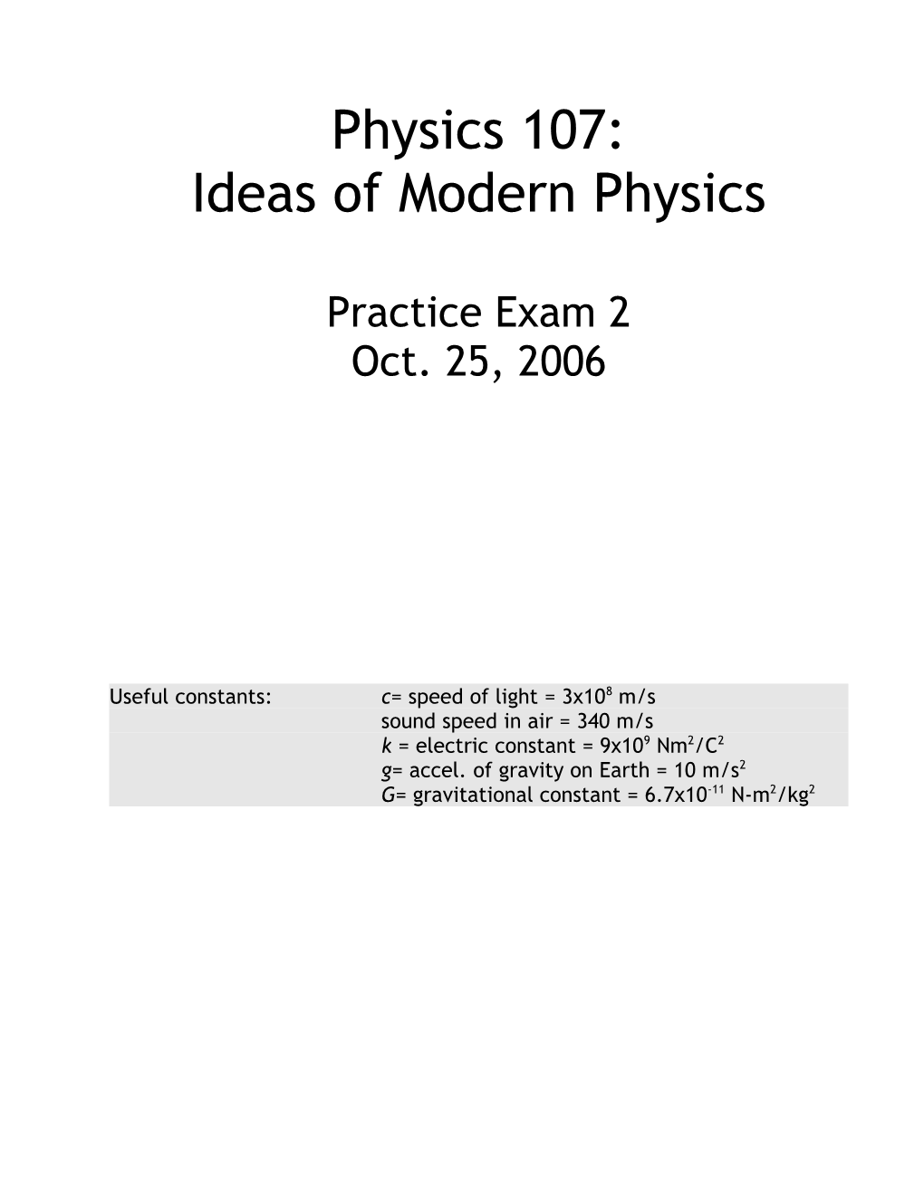 Ideas of Modern Physics