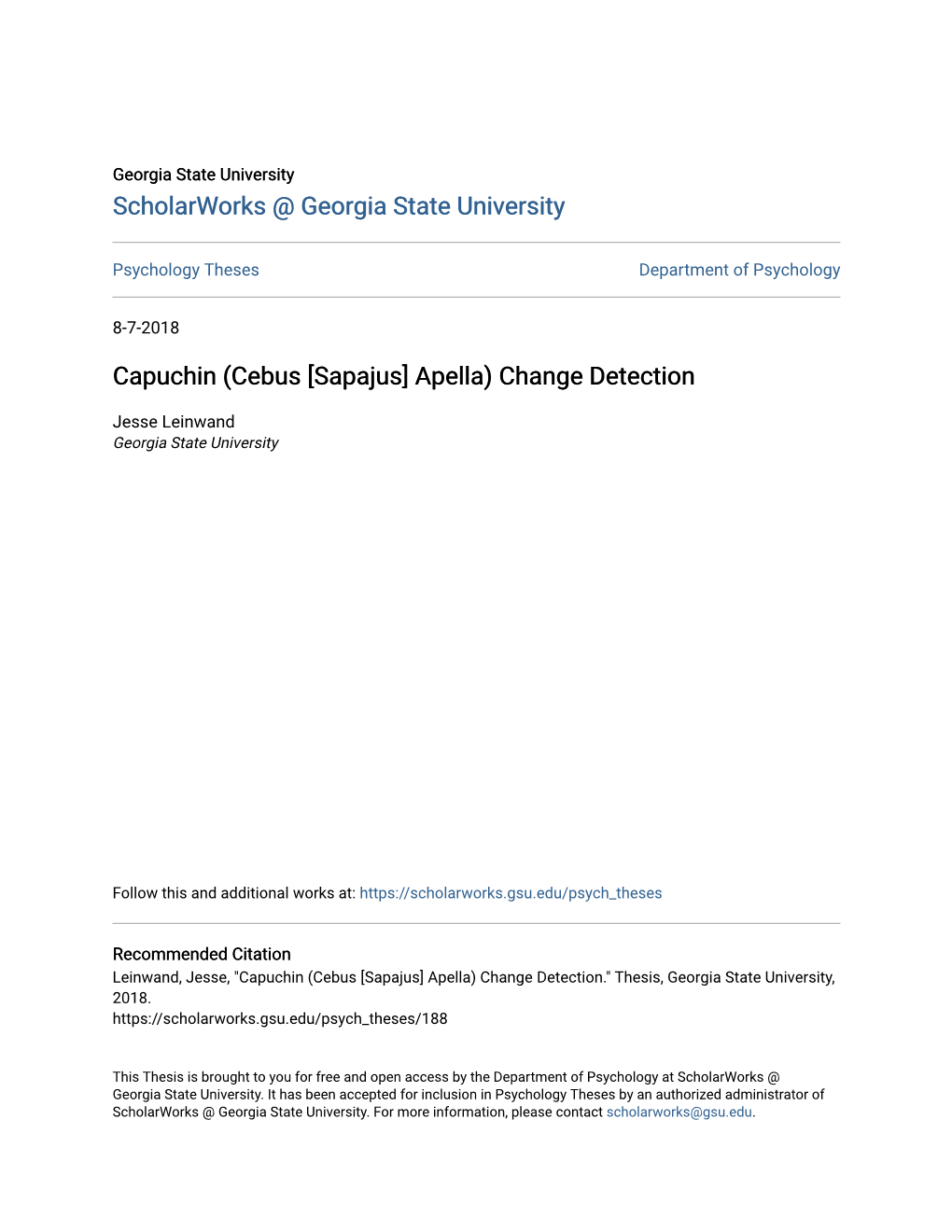 Capuchin (Cebus [Sapajus] Apella) Change Detection