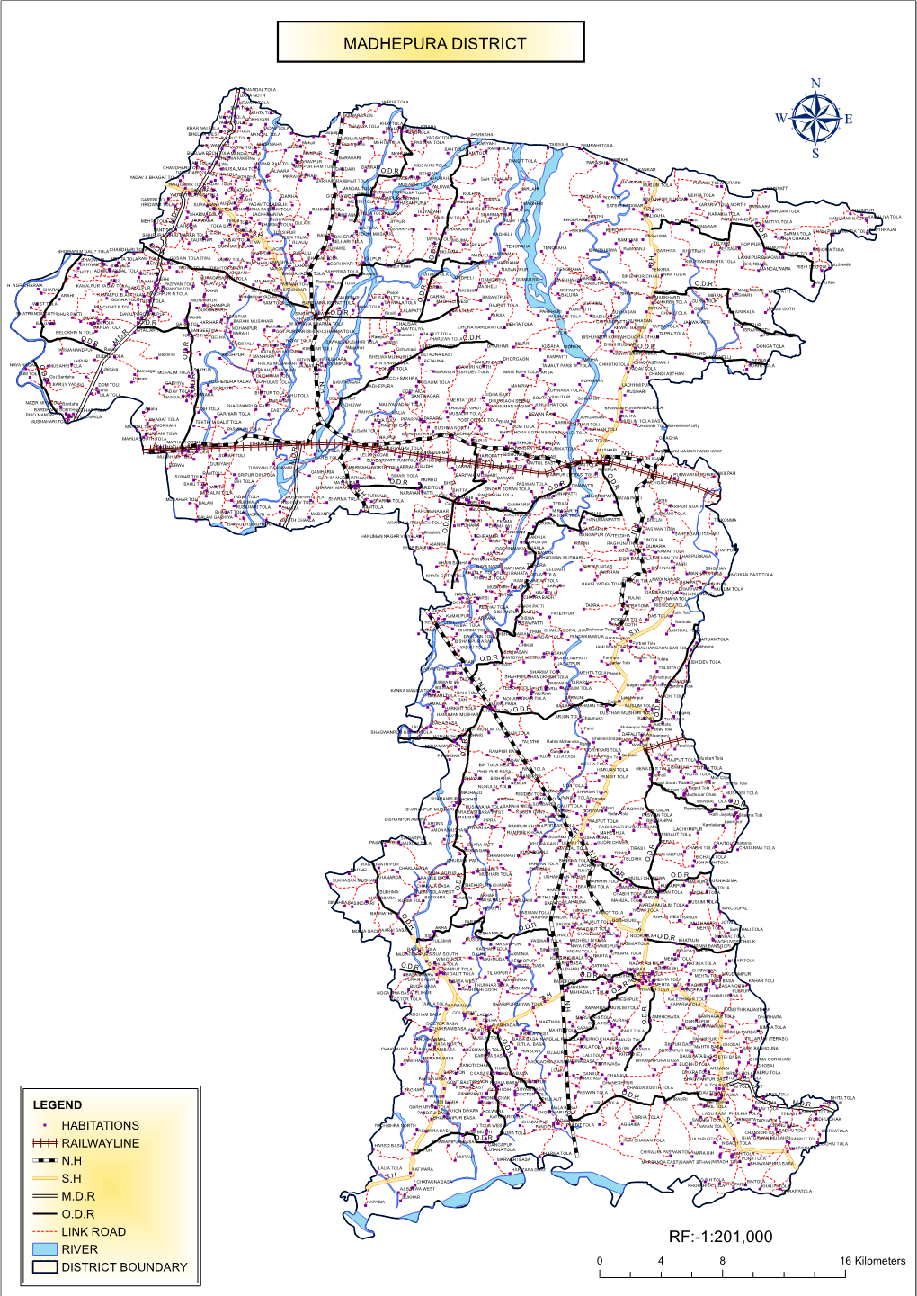 Madhepura District Rf:-1:201,000