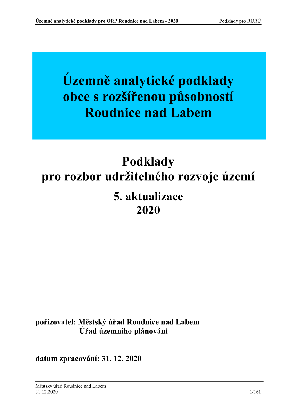 Územně Analytické Podklady Obce S Rozšířenou Působností …