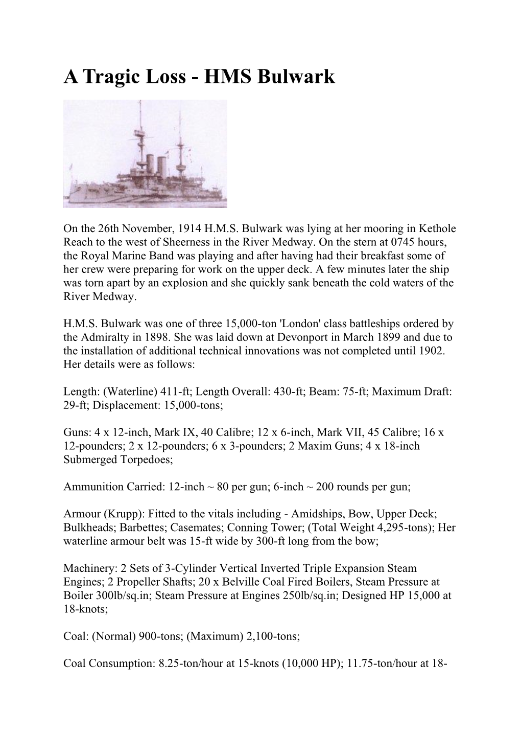 A Tragic Loss - HMS Bulwark