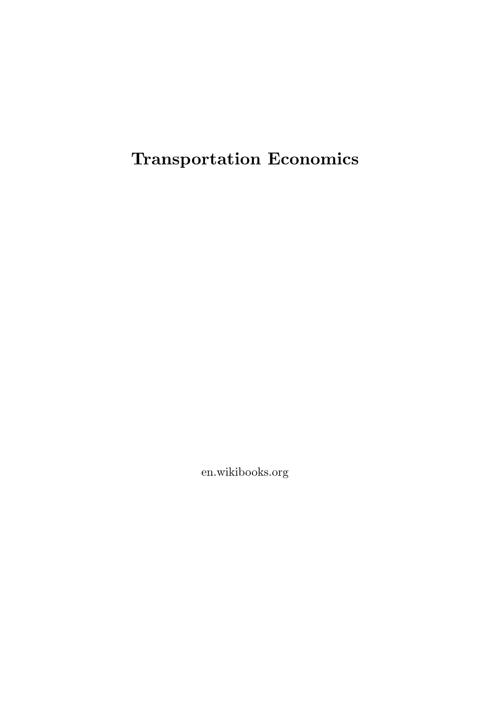 Transportation Economics