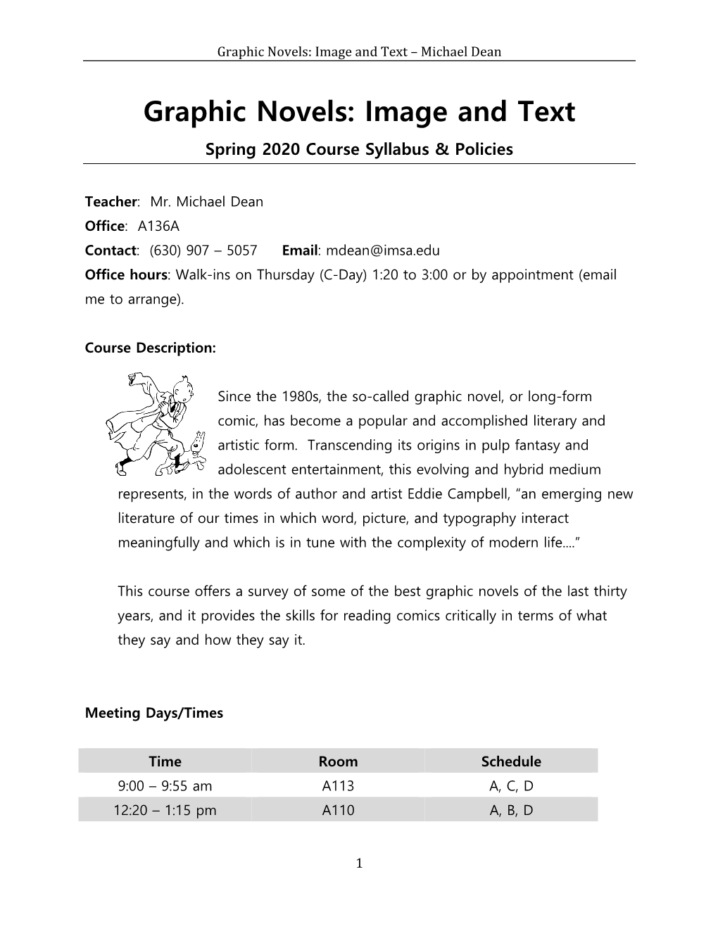 Graphic Novels: Image and Text – Michael Dean