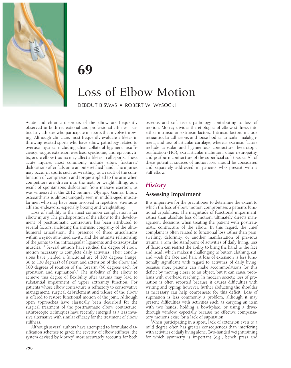 Loss of Elbow Motion DEBDUT BISWAS • ROBERT W