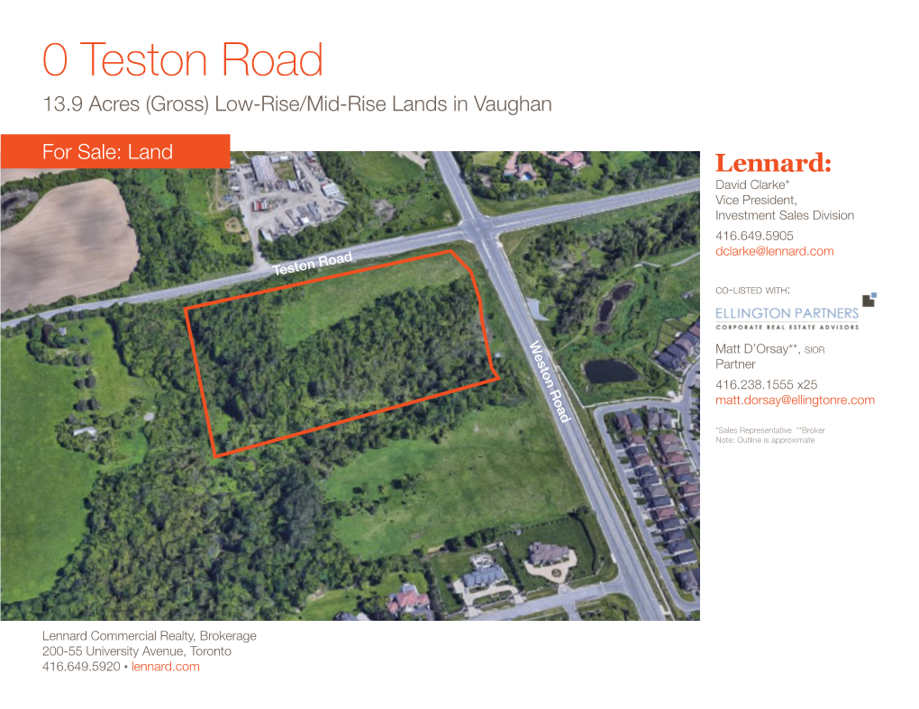0 Teston Road 13.9 Acres (Gross) Low-Rise/Mid-Rise Lands in Vaughan