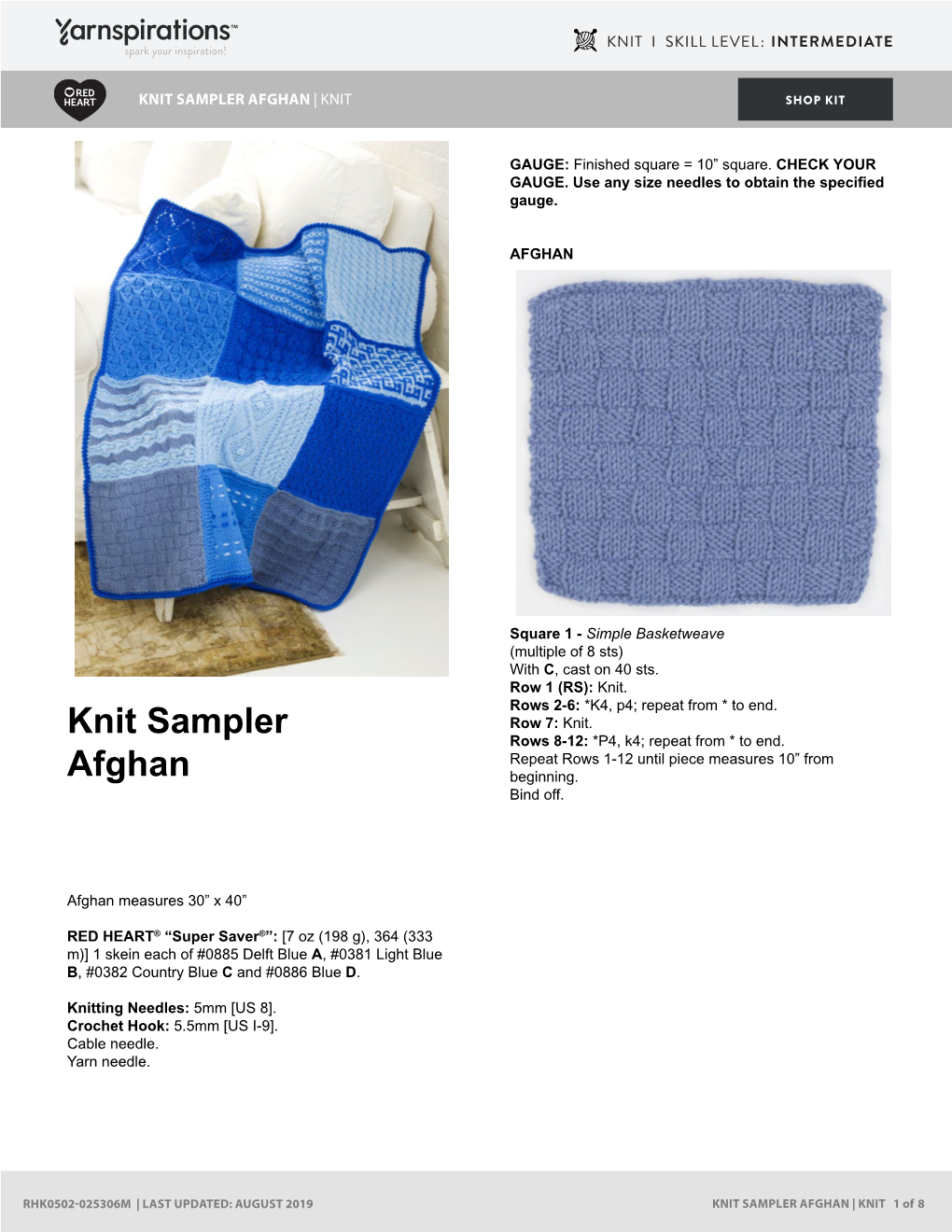 Knit Sampler Afghan | Knit Shop Kit