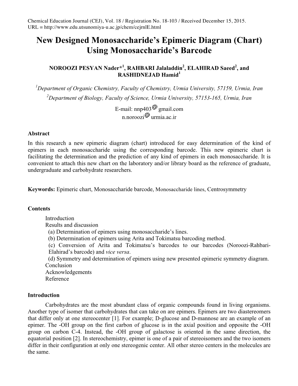 New Designed Monosaccharide's Epimeric Diagram (Chart) Using