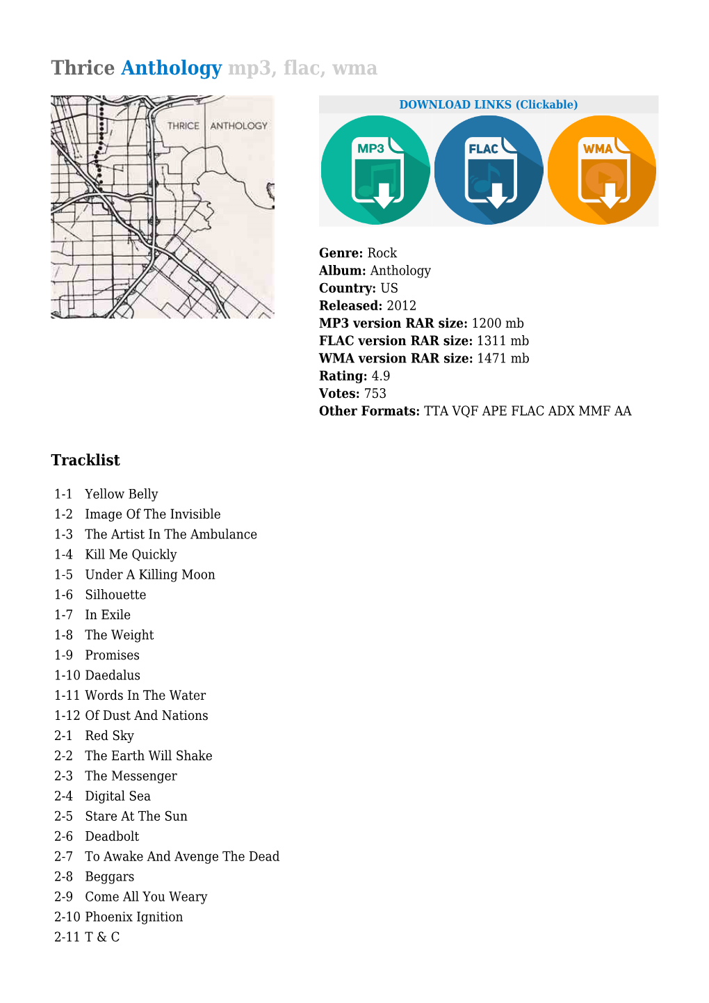 Thrice Anthology Mp3, Flac, Wma