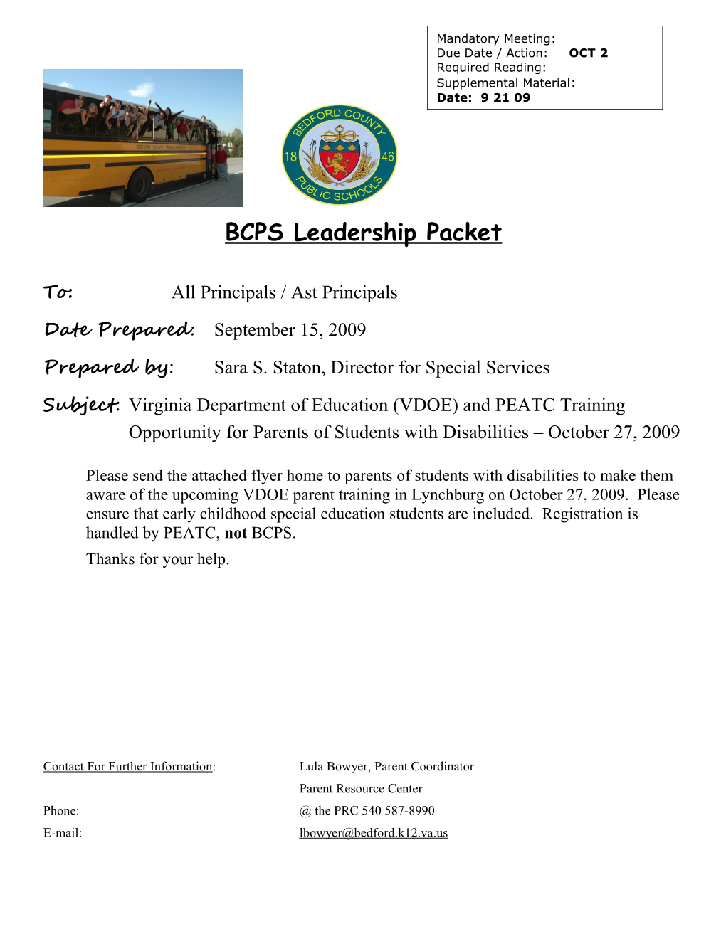 BCPS Leadership Packet