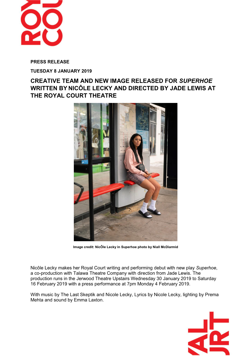 Creative Team and New Image Released for Superhoe Written Bynicôle Lecky and Directed by Jade Lewis at the Royal Court Theatre