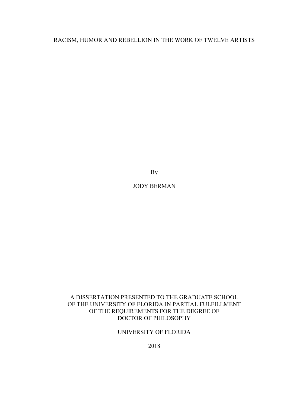 University of Florida Thesis Or Dissertation Formatting Template