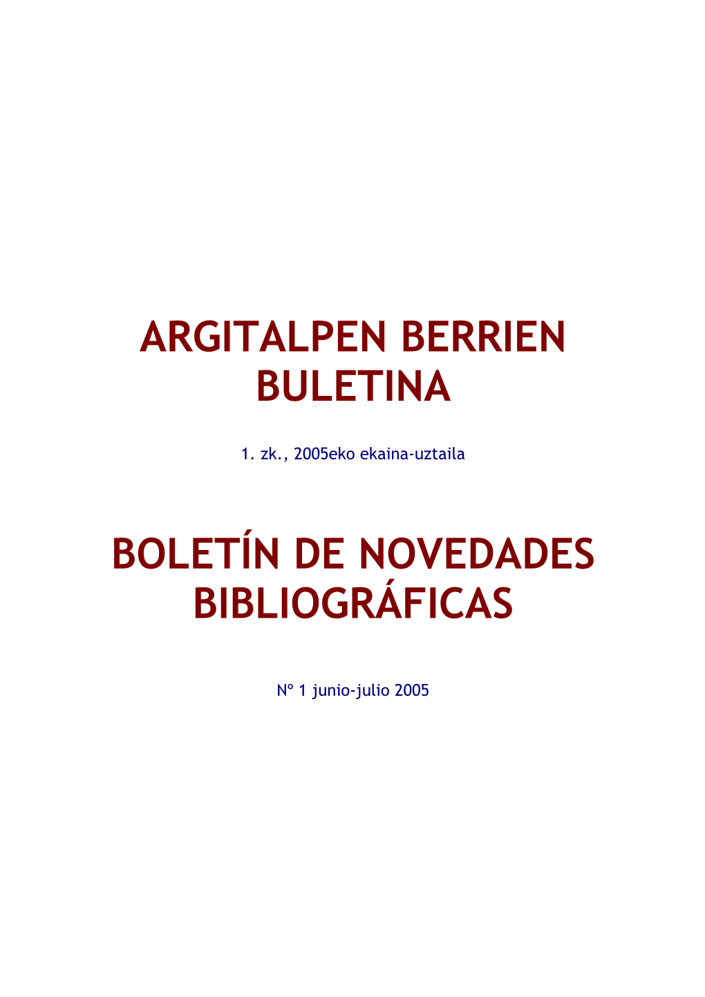 Argitalpen Berrien Buletina Boletín De Novedades
