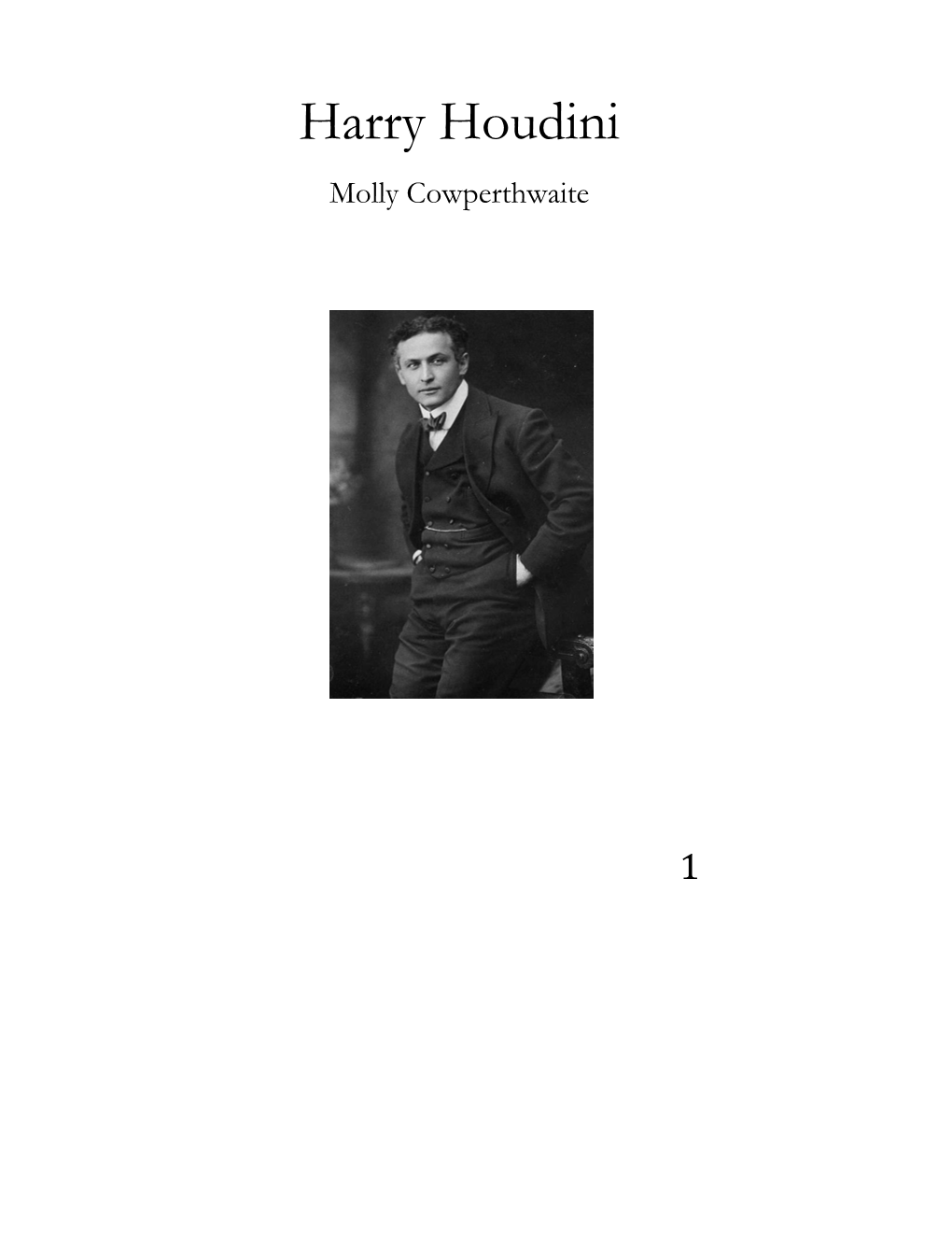 Harry Houdini Molly Cowperthwaite