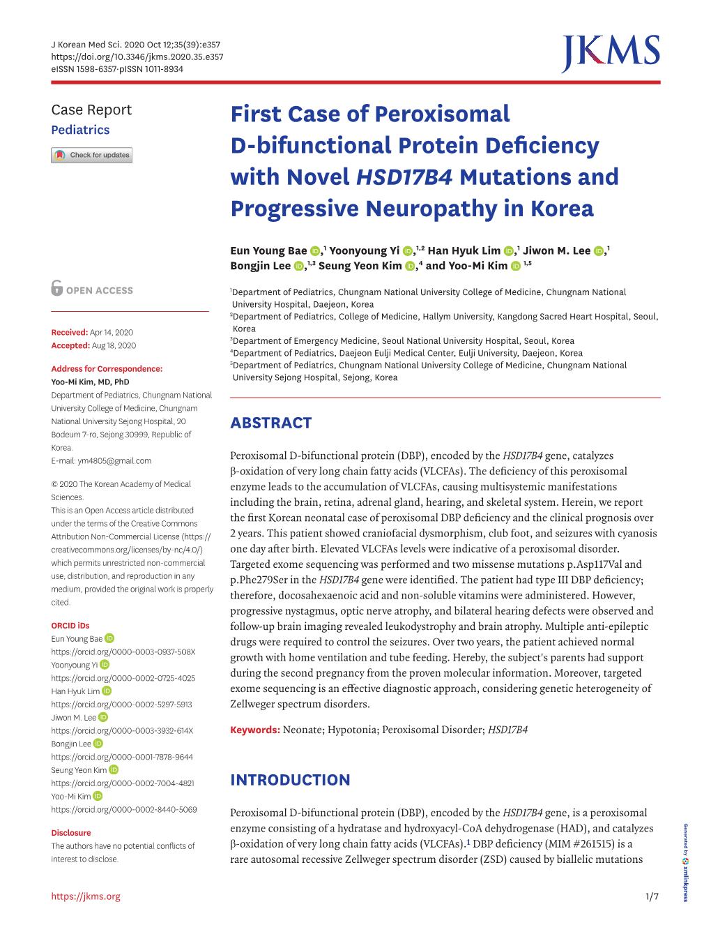 First Case of Peroxisomal D-Bifunctional Protein Deficiency