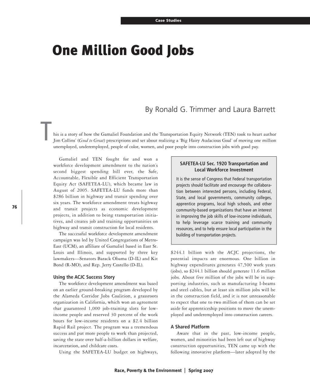 One Million Good Jobs