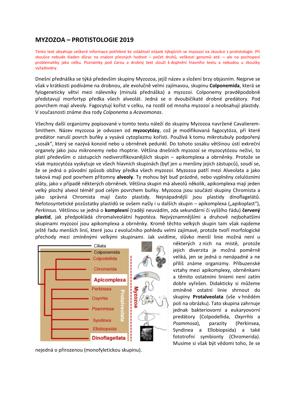 Myzozoa – Protistologie 2019